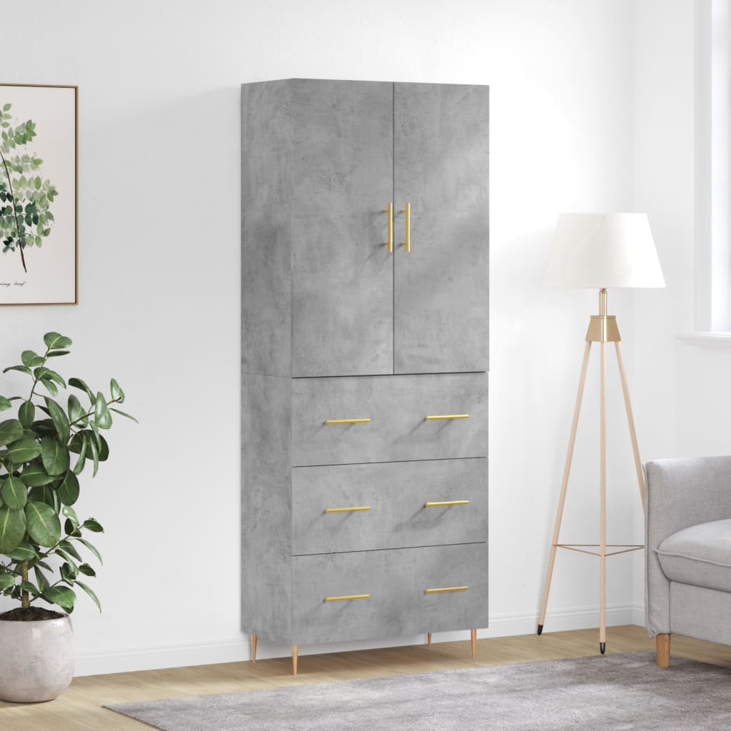 Highboard Concrete Grey 69,5x34x180 cm Engineered Wood