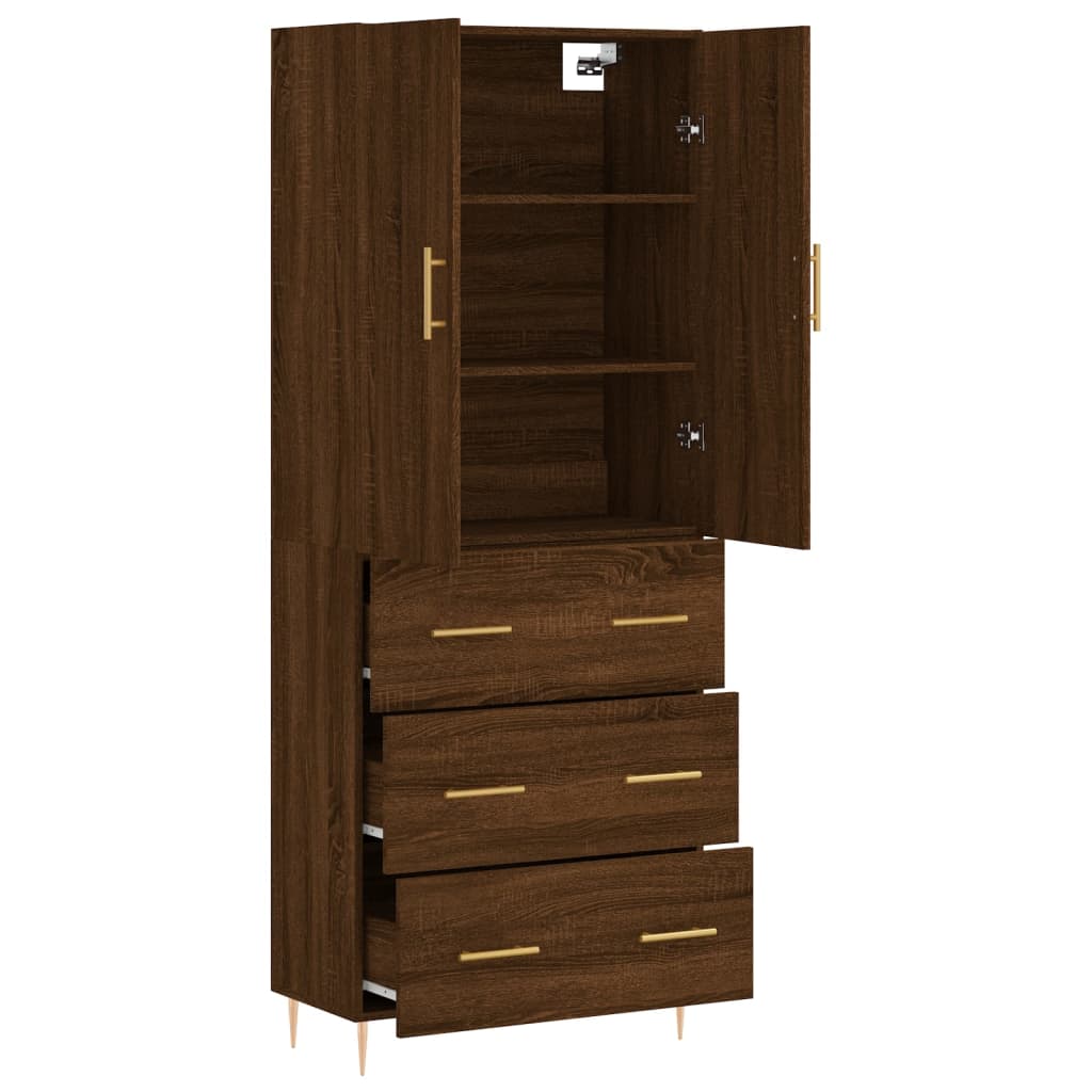 vidaXL Highboard Brown Oak 69.5x34x180 cm Engineered Wood