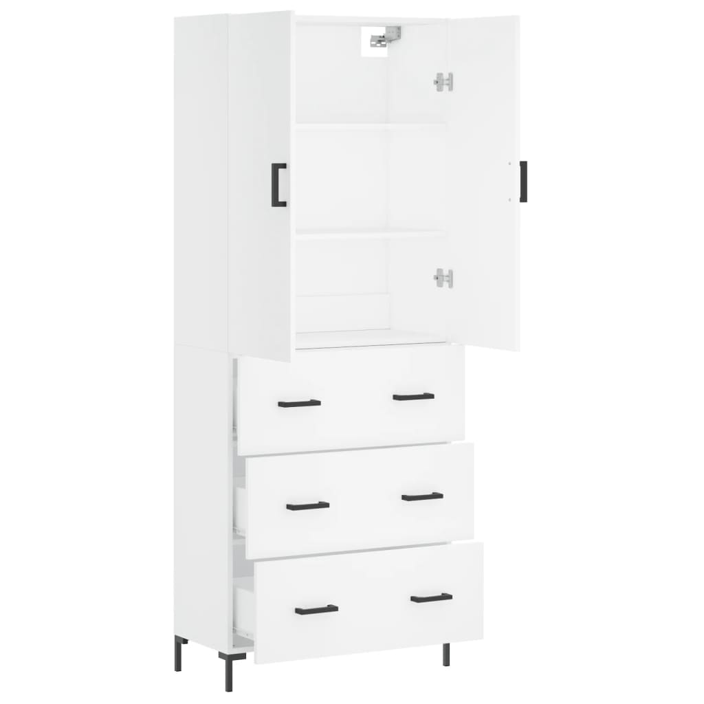 Highboard White 69,5x34x180 cm Engineered Wood