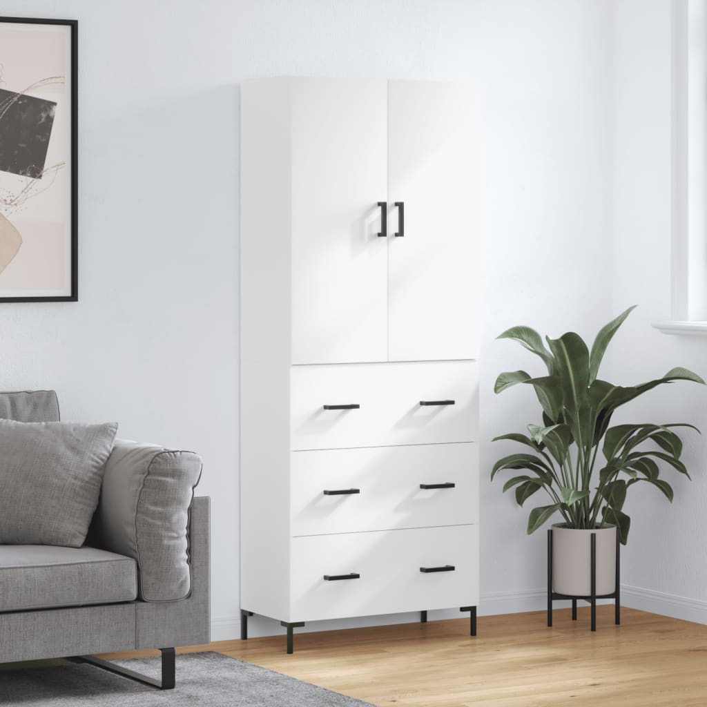 Highboard White 69,5x34x180 cm Engineered Wood