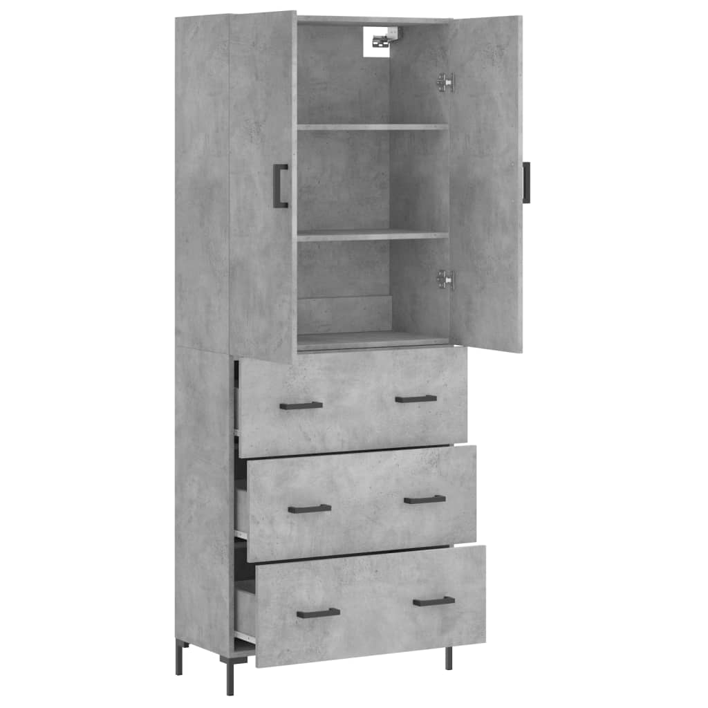 Highboard Concrete Grey 69,5x34x180 cm Engineered Wood