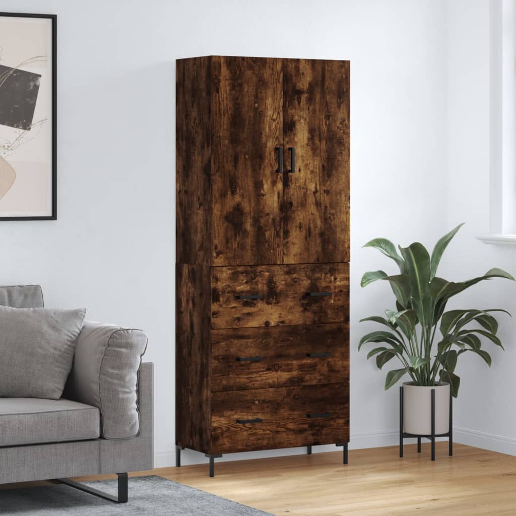 Highboard Smoked Oak 69,5x34x180 cm Engineered Wood