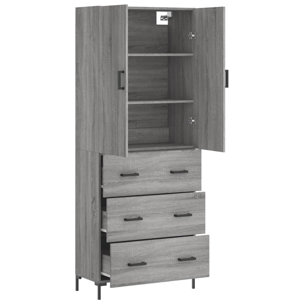 Highboard Grey Sonoma 69,5x34x180 cm Engineered Wood