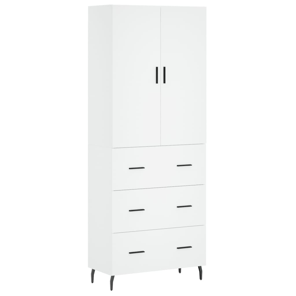 Highboard White 69,5x34x180 cm Engineered Wood