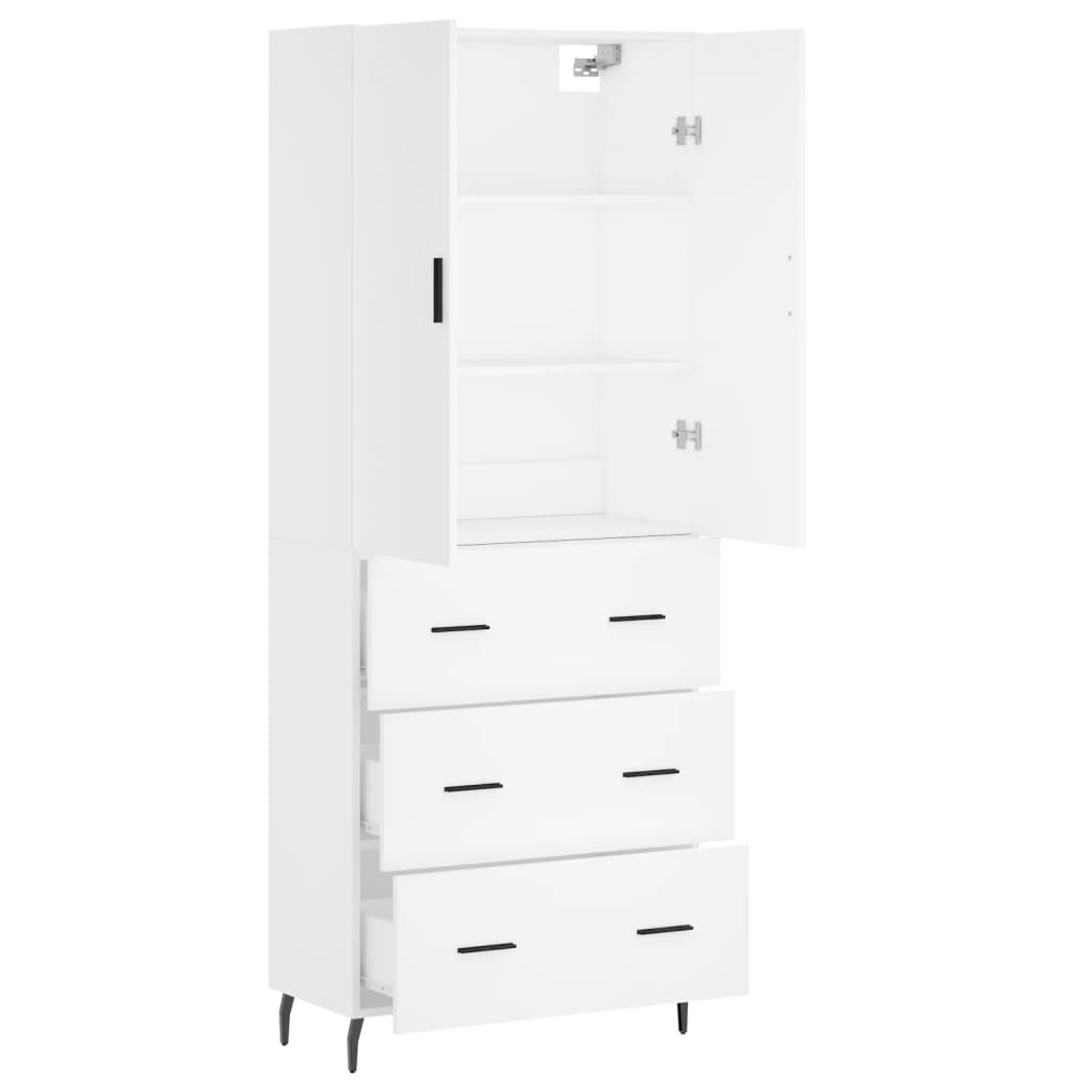 Highboard White 69,5x34x180 cm Engineered Wood