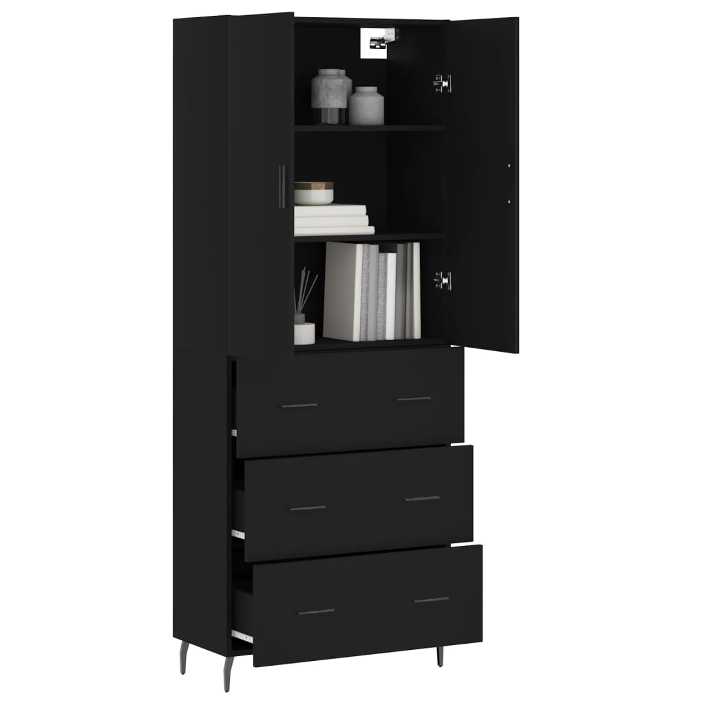 vidaXL Highboard Black 69.5x34x180 cm Engineered Wood