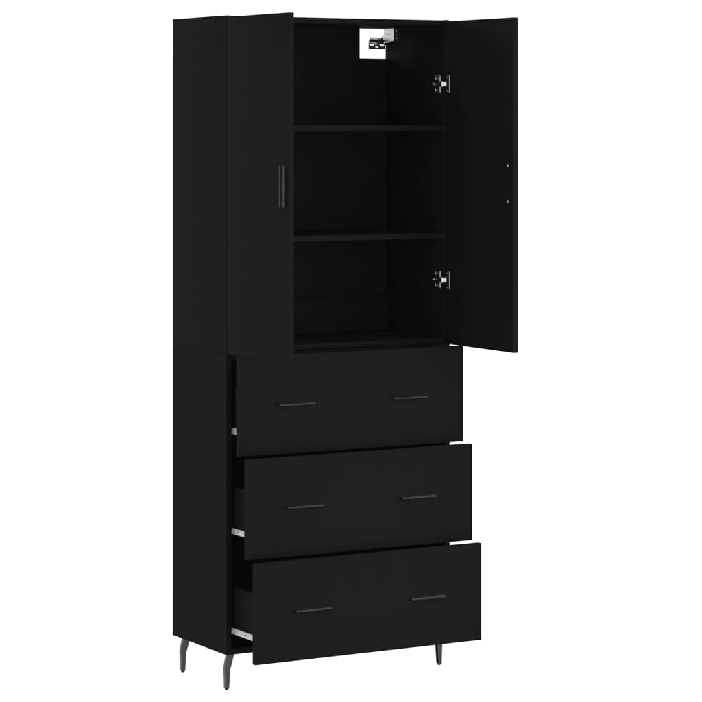 vidaXL Highboard Black 69.5x34x180 cm Engineered Wood