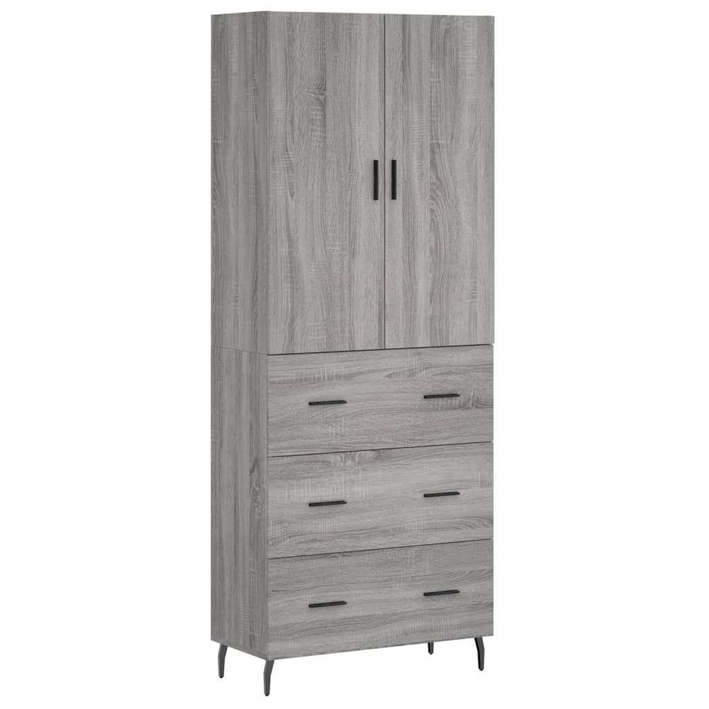 Highboard Grey Sonoma 69,5x34x180 cm Engineered Wood