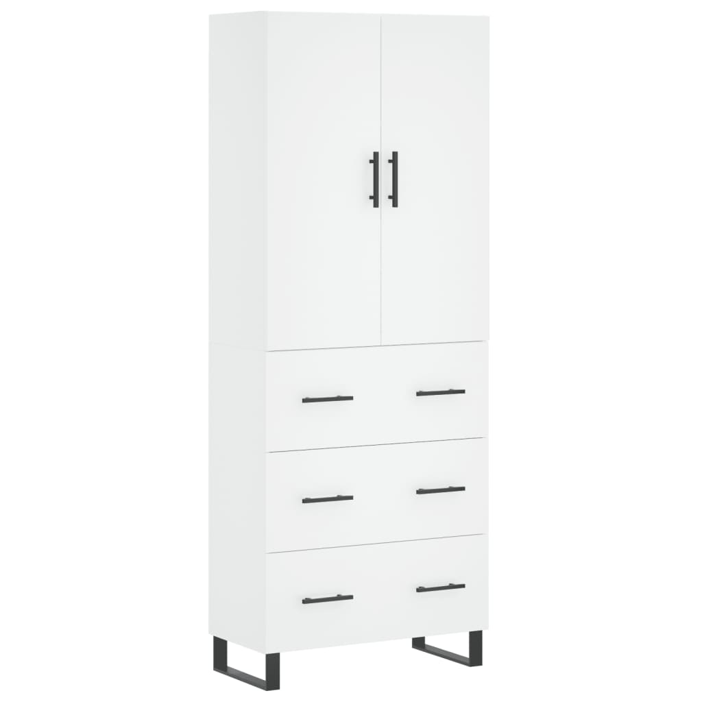 Highboard White 69,5x34x180 cm Engineered Wood