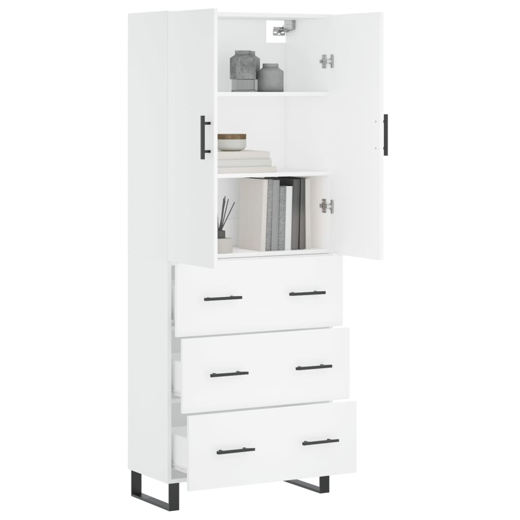 Highboard White 69,5x34x180 cm Engineered Wood