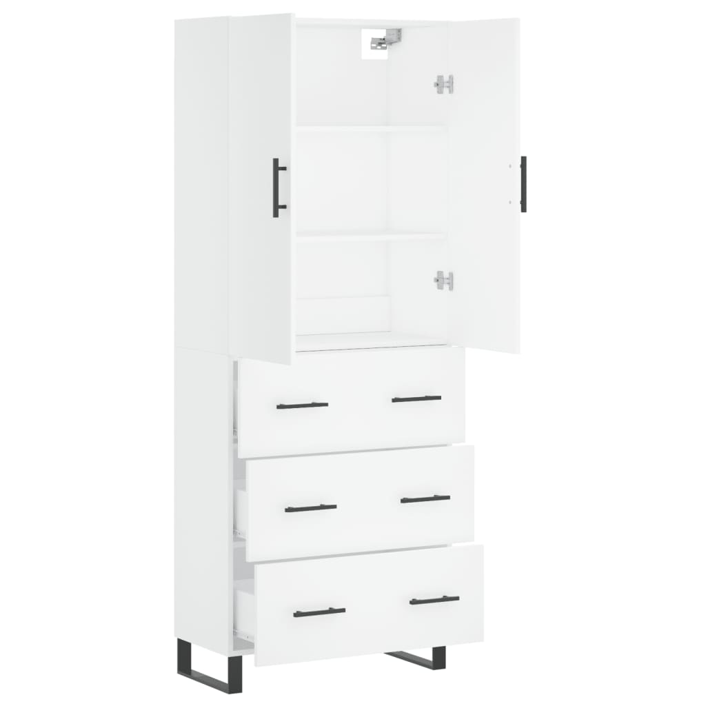 Highboard White 69,5x34x180 cm Engineered Wood