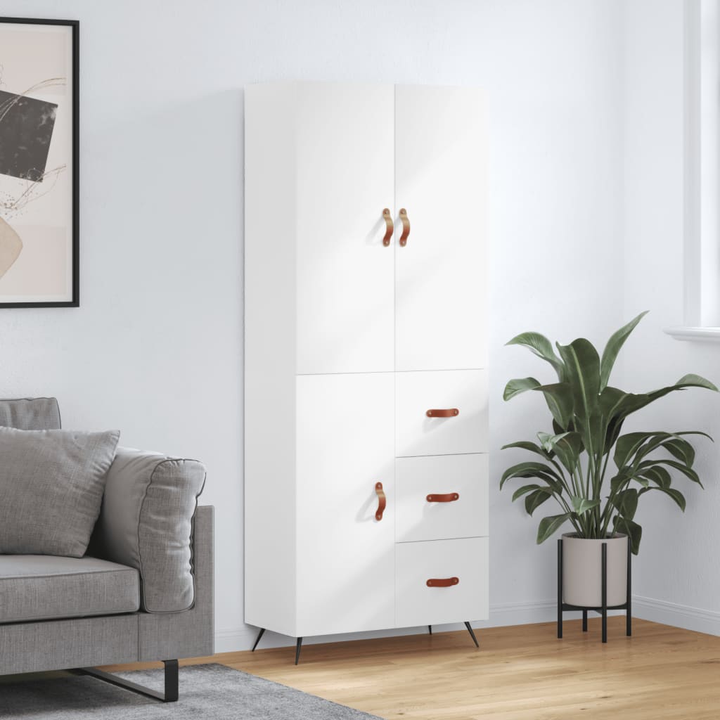 Highboard White 69,5x34x180 cm Engineered Wood