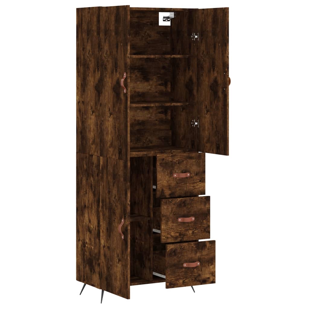 Highboard Smoked Oak 69,5x34x180 cm Engineered Wood