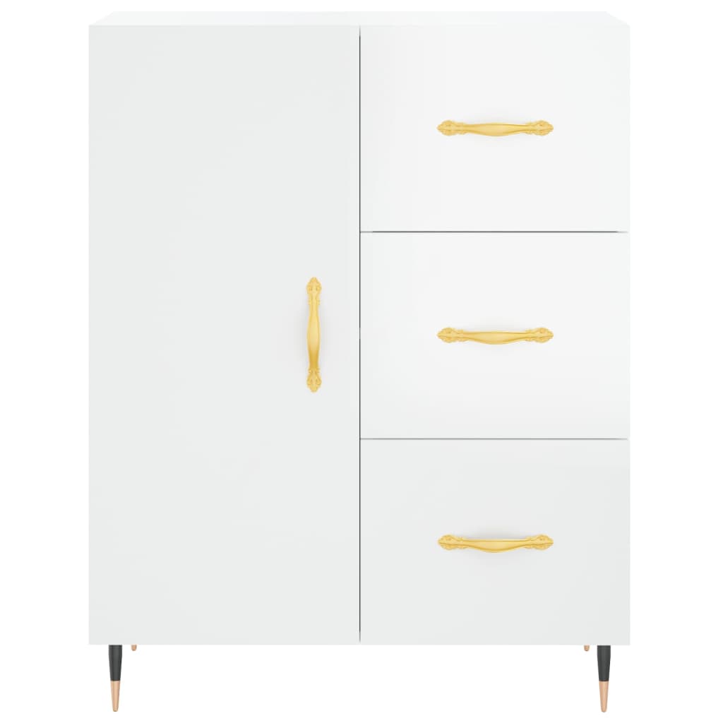 vidaXL Highboard High Gloss White 69.5x34x180 cm Engineered Wood