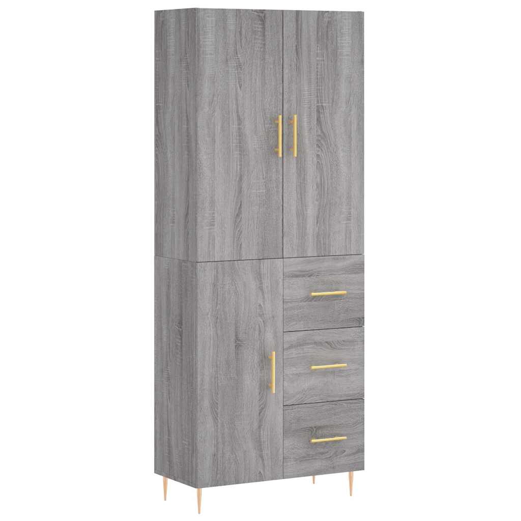 Highboard Grey Sonoma 69,5x34x180 cm Engineered Wood