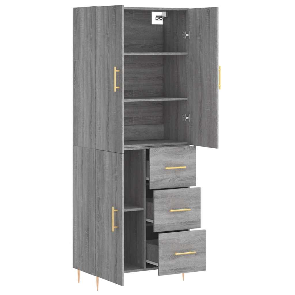 Highboard Grey Sonoma 69,5x34x180 cm Engineered Wood