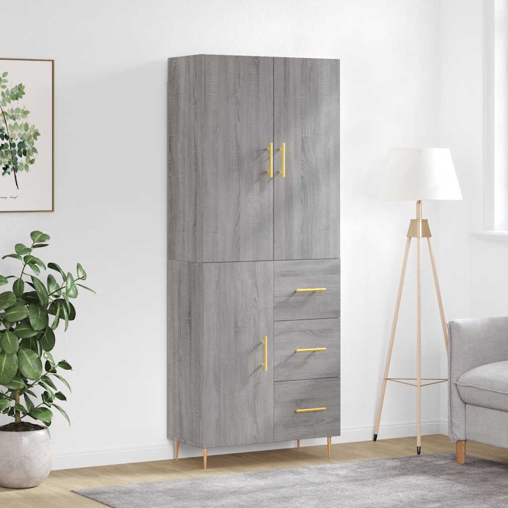 Highboard Grey Sonoma 69,5x34x180 cm Engineered Wood