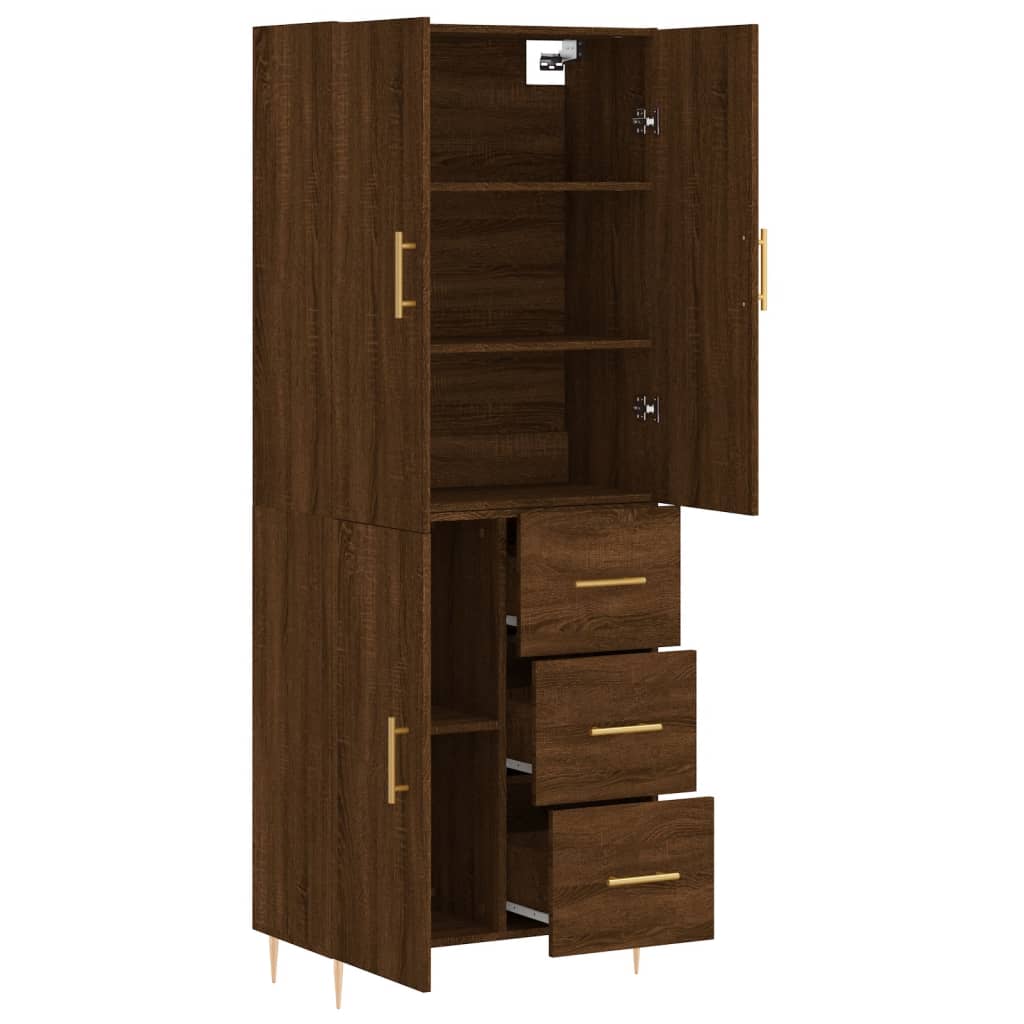 vidaXL Highboard Brown Oak 69.5x34x180 cm Engineered Wood