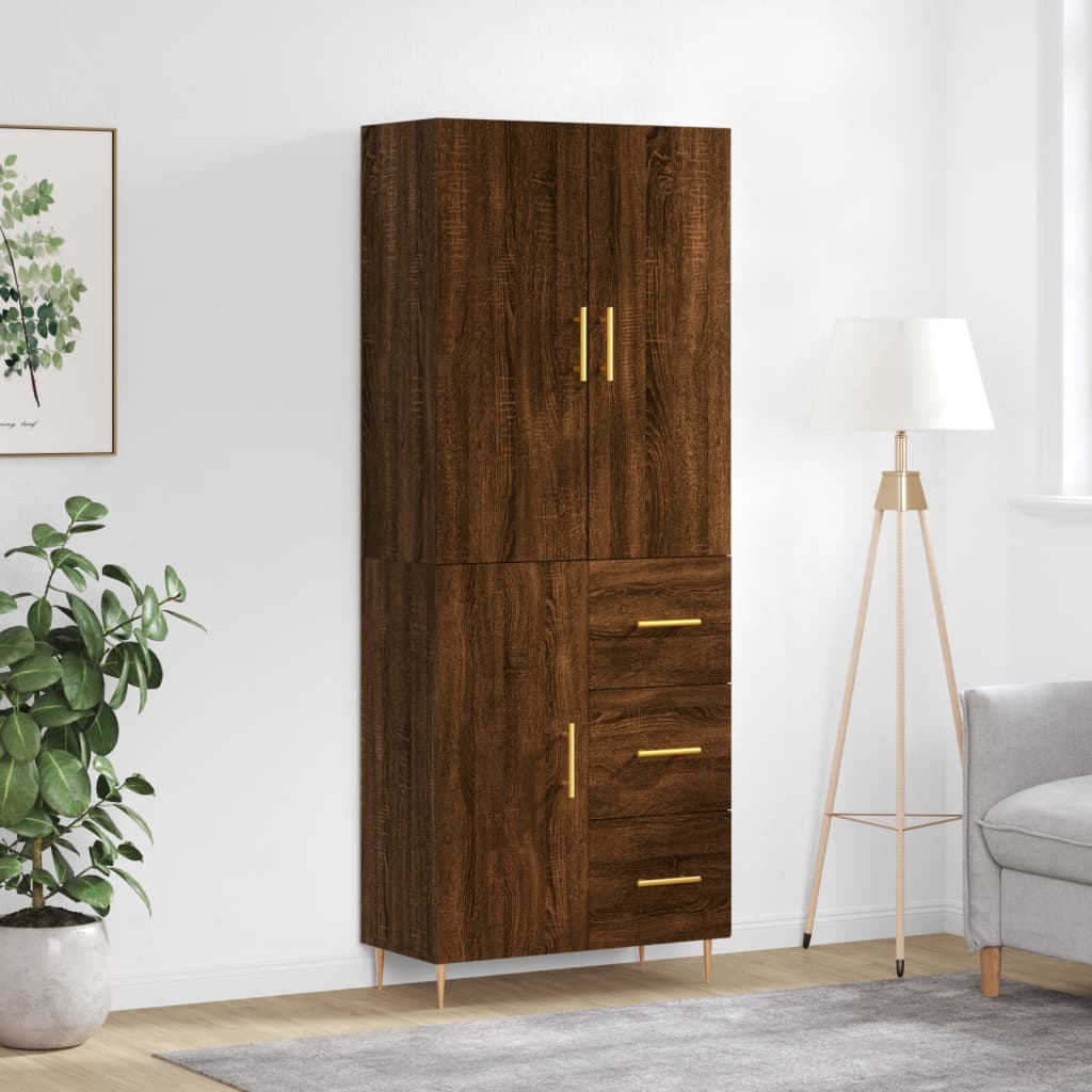 vidaXL Highboard Brown Oak 69.5x34x180 cm Engineered Wood