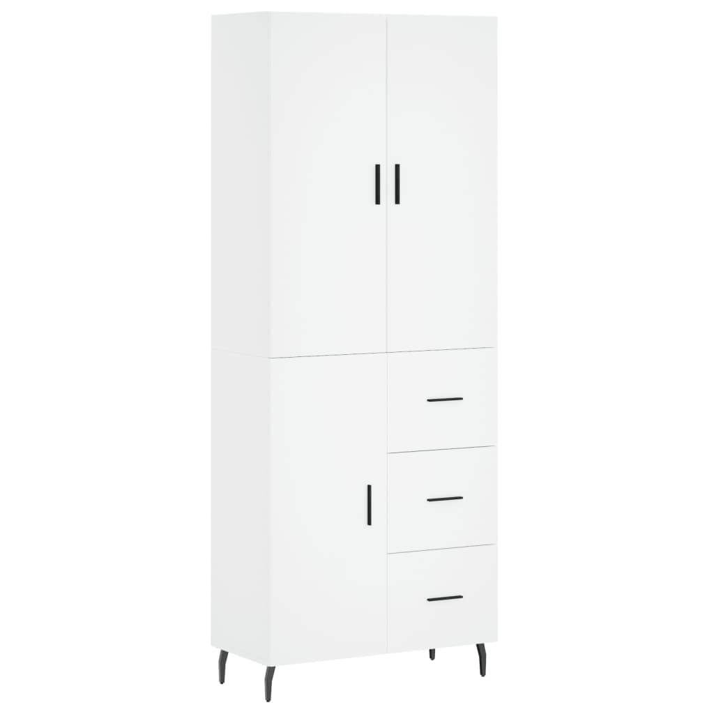 Highboard White 69,5x34x180 cm Engineered Wood