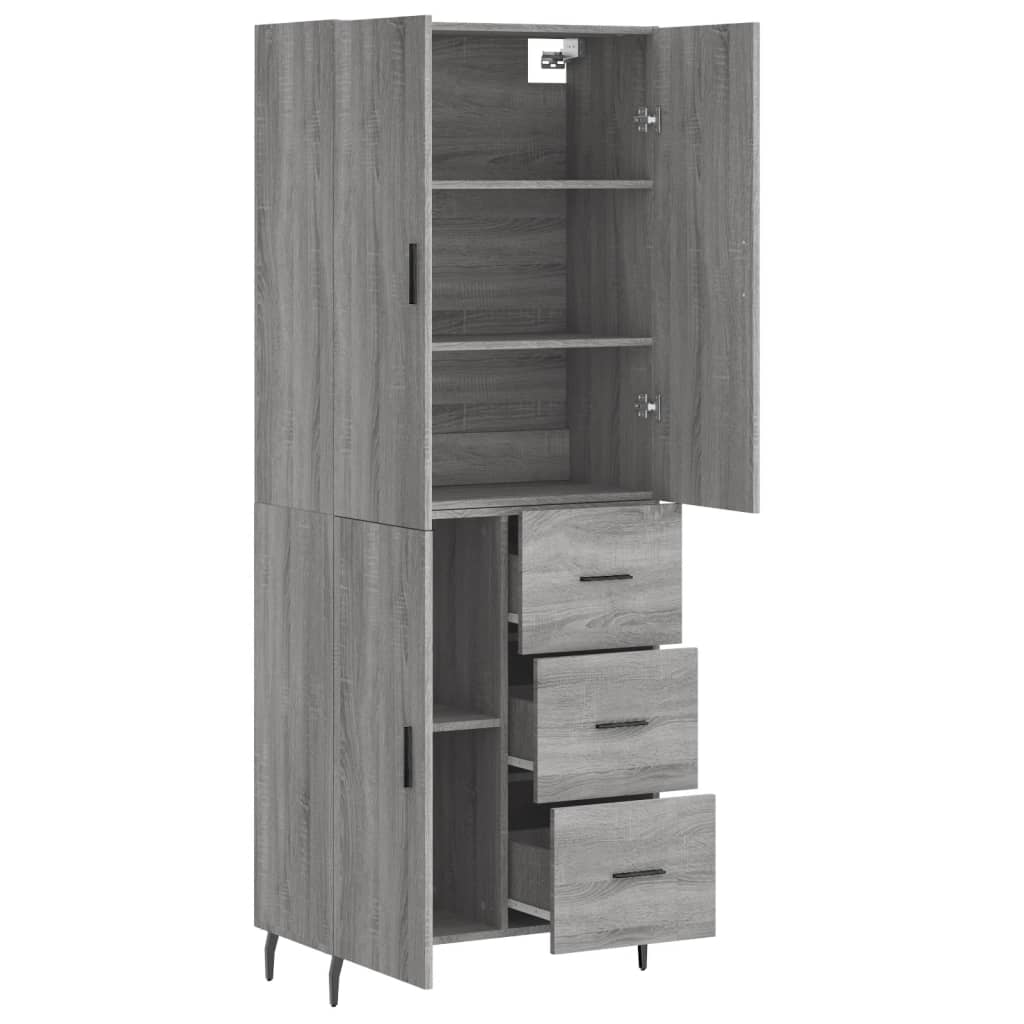 Highboard Grey Sonoma 69,5x34x180 cm Engineered Wood