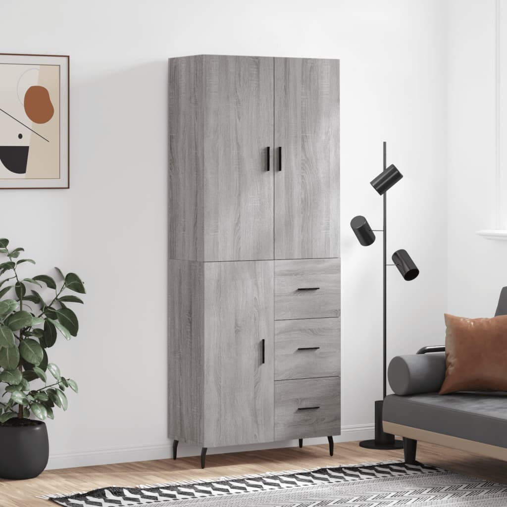 Highboard Grey Sonoma 69,5x34x180 cm Engineered Wood