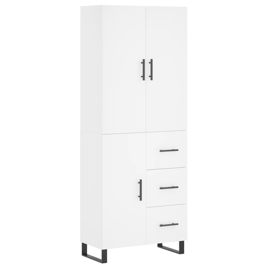 Highboard White 69,5x34x180 cm Engineered Wood