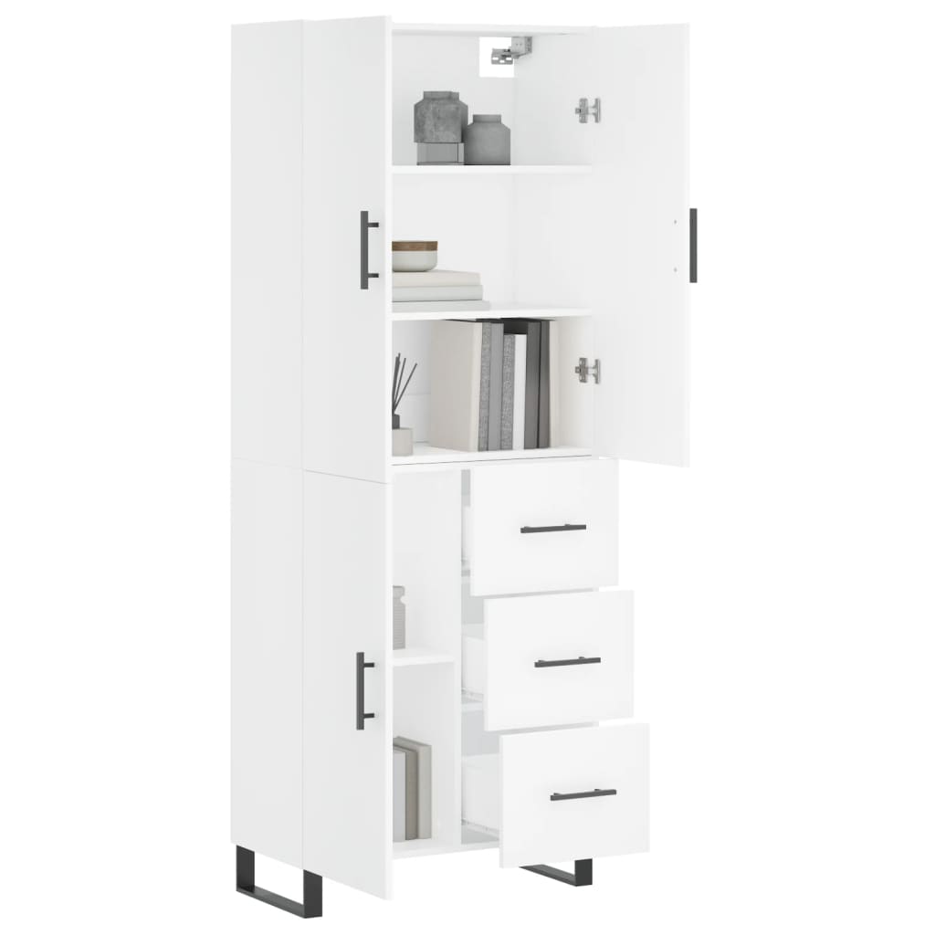 Highboard White 69,5x34x180 cm Engineered Wood