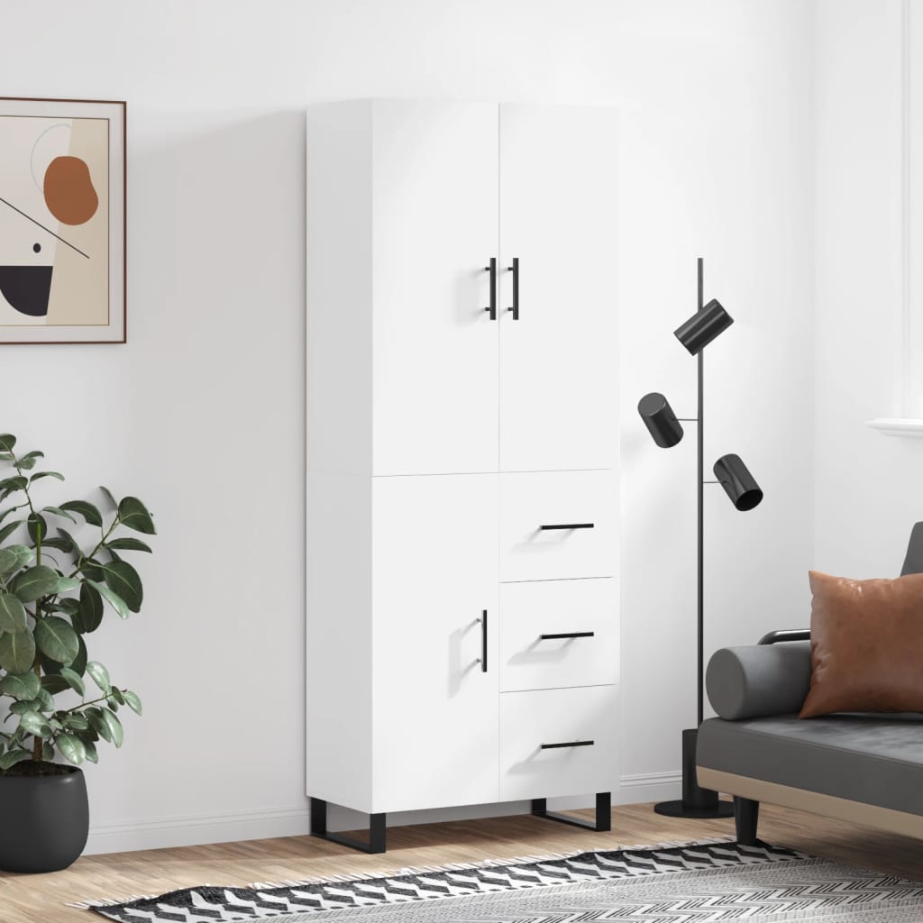Highboard White 69,5x34x180 cm Engineered Wood