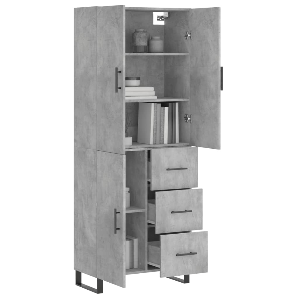 vidaXL Highboard Concrete Grey 69.5x34x180 cm Engineered Wood