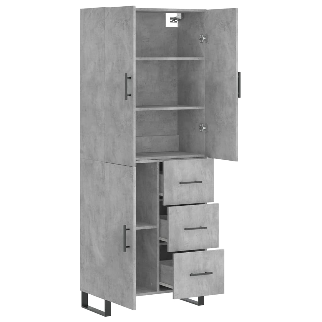 vidaXL Highboard Concrete Grey 69.5x34x180 cm Engineered Wood