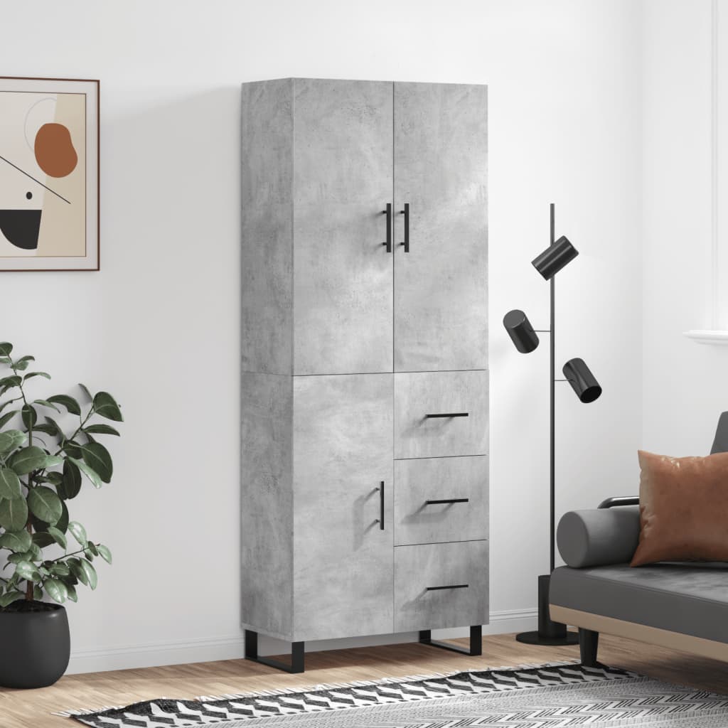 Highboard Concrete Grey 69,5x34x180 cm Engineered Wood