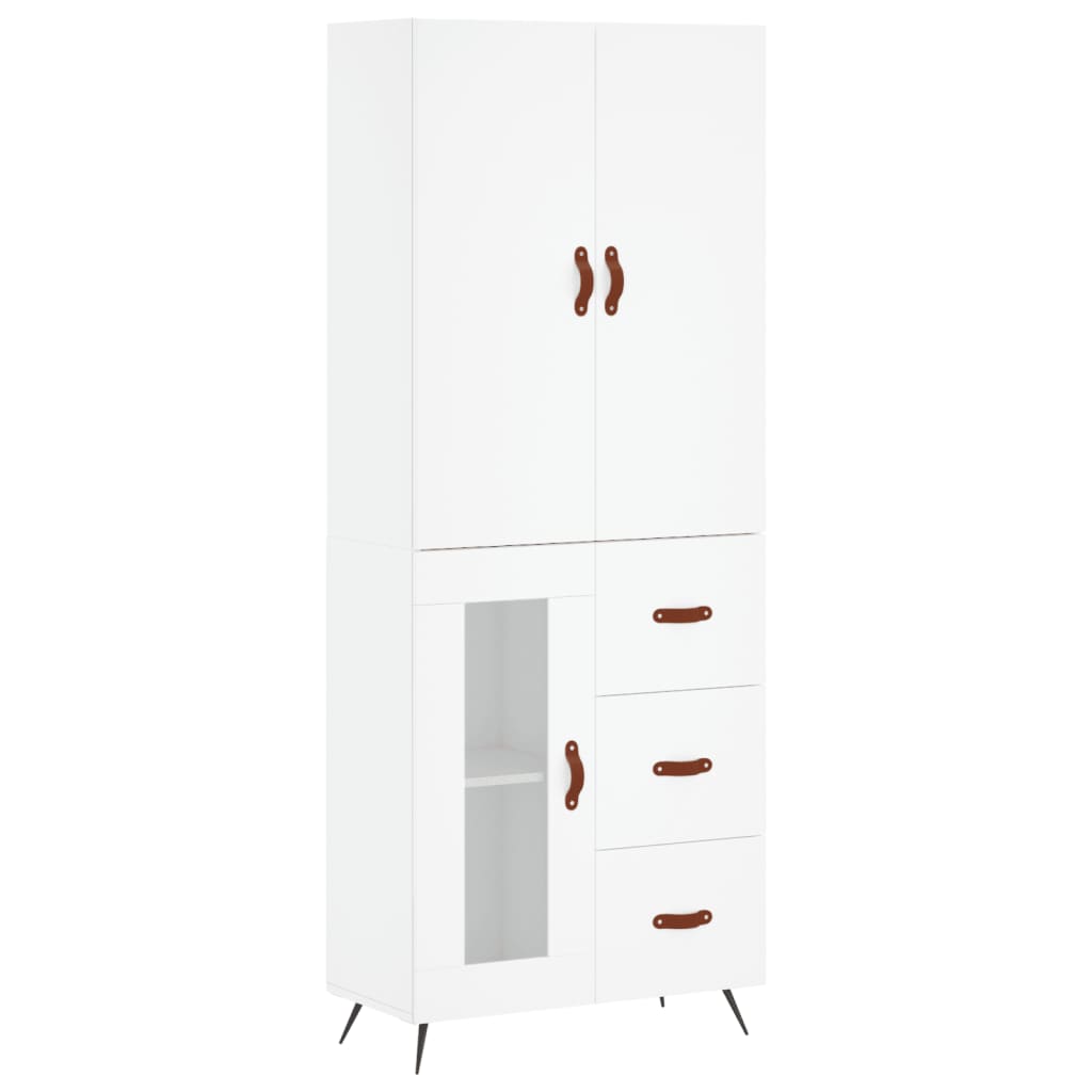 Highboard White 69,5x34x180 cm Engineered Wood