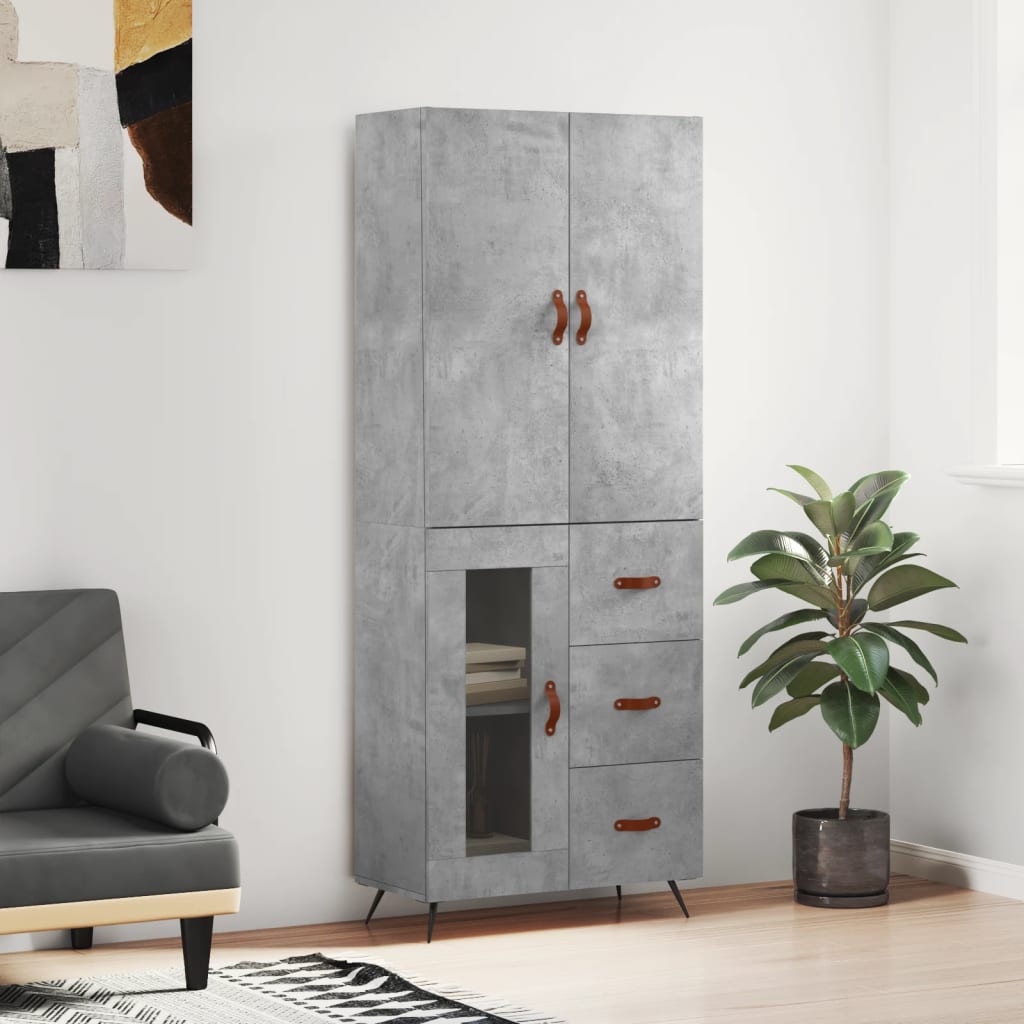 Highboard Concrete Grey 69,5x34x180 cm Engineered Wood