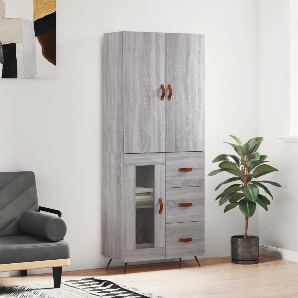 Highboard Grey Sonoma 69,5x34x180 cm Engineered Wood