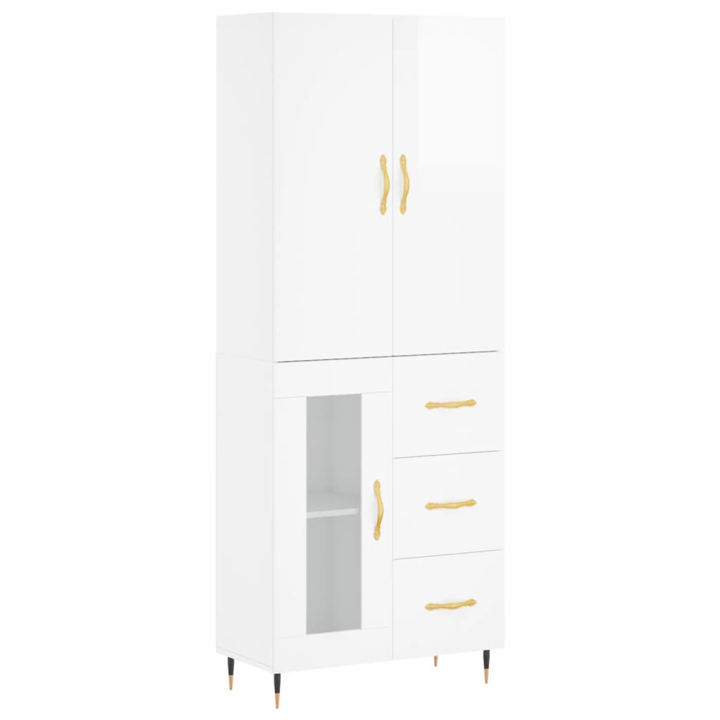 vidaXL Highboard High Gloss White 69.5x34x180 cm Engineered Wood