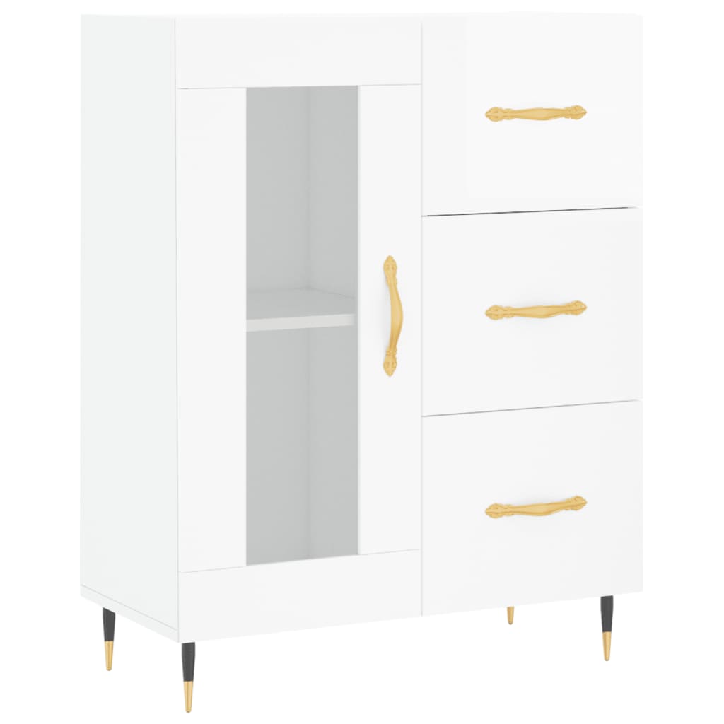 vidaXL Highboard High Gloss White 69.5x34x180 cm Engineered Wood