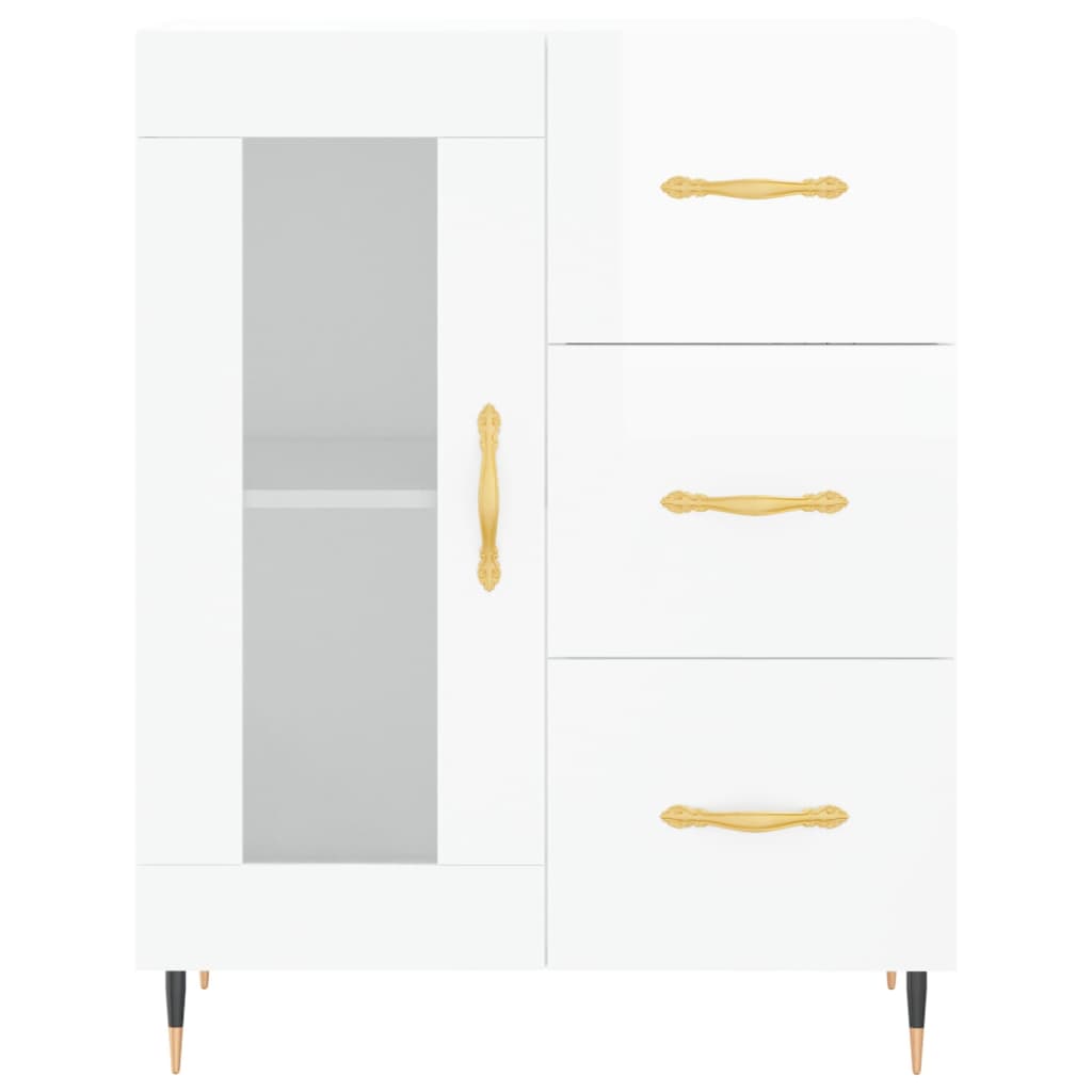 vidaXL Highboard High Gloss White 69.5x34x180 cm Engineered Wood