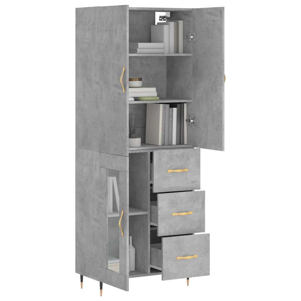 Highboard Concrete Grey 69,5x34x180 cm Engineered Wood