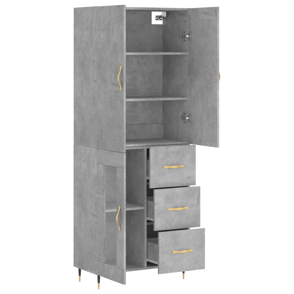 Highboard Concrete Grey 69,5x34x180 cm Engineered Wood