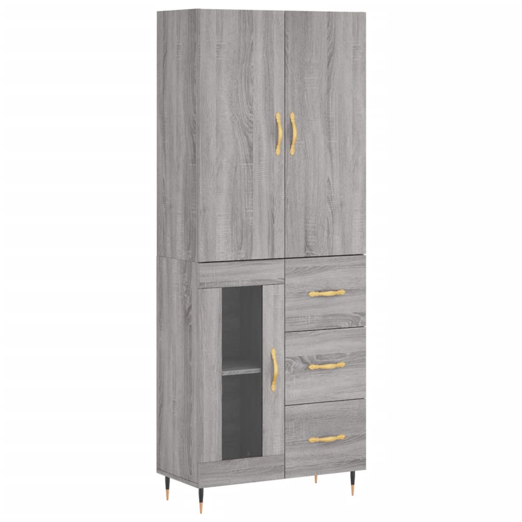 Highboard Grey Sonoma 69,5x34x180 cm Engineered Wood