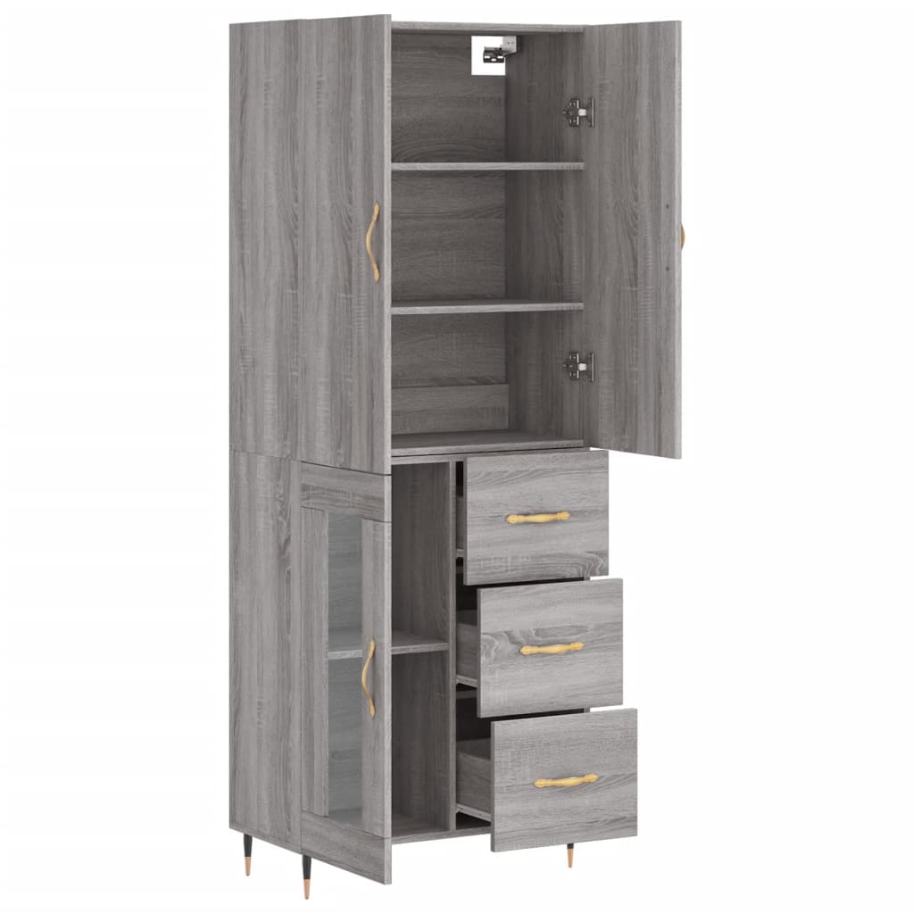 Highboard Grey Sonoma 69,5x34x180 cm Engineered Wood