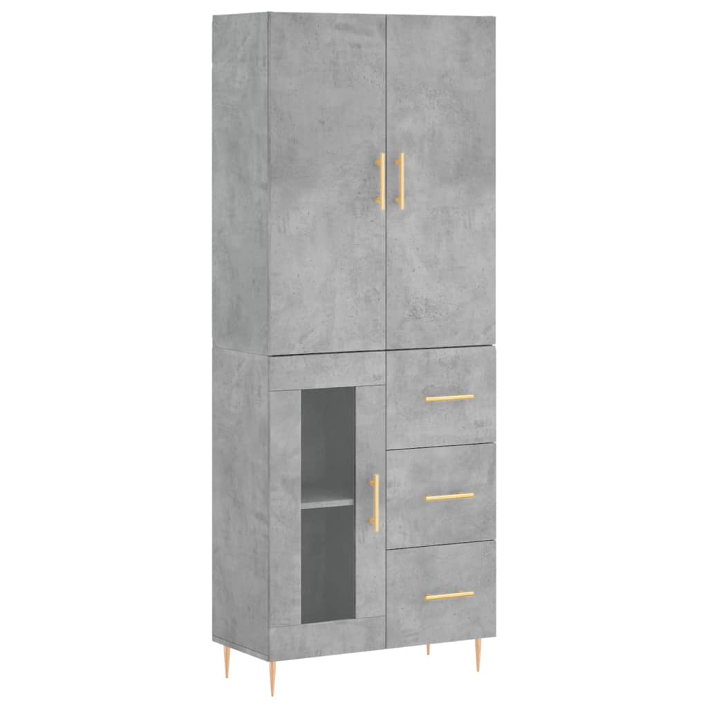 Highboard Concrete Grey 69,5x34x180 cm Engineered Wood