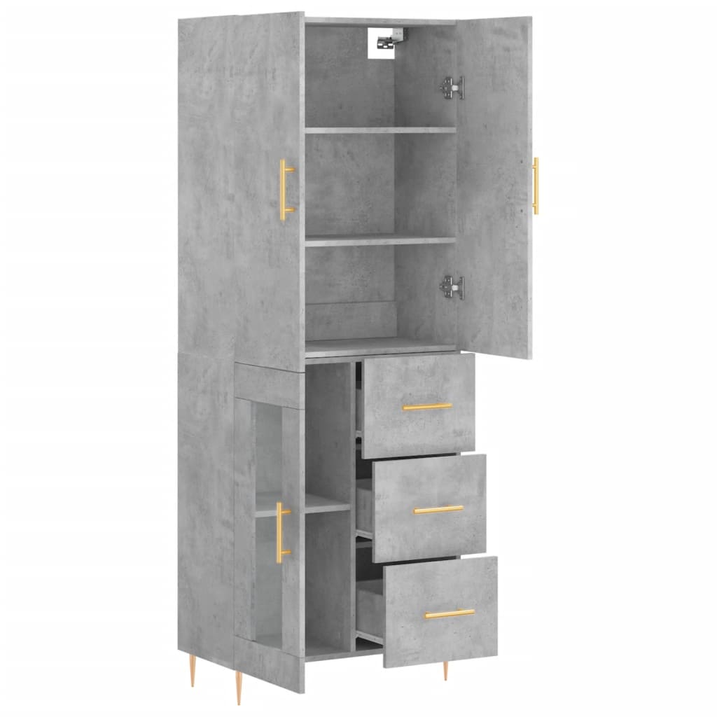 Highboard Concrete Grey 69,5x34x180 cm Engineered Wood