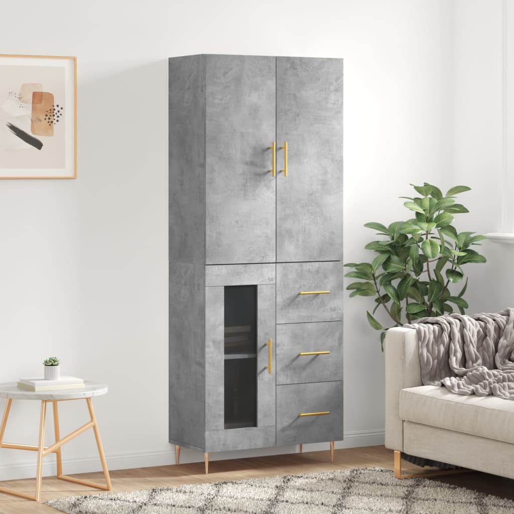 Highboard Concrete Grey 69,5x34x180 cm Engineered Wood