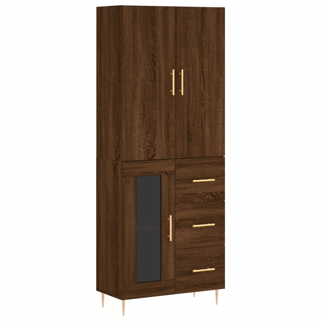 vidaXL Highboard Brown Oak 69.5x34x180 cm Engineered Wood