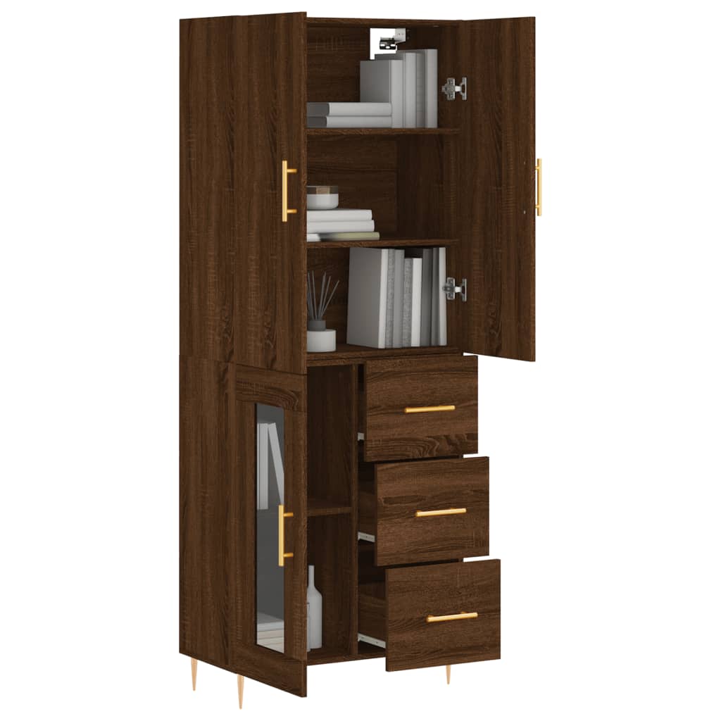 vidaXL Highboard Brown Oak 69.5x34x180 cm Engineered Wood