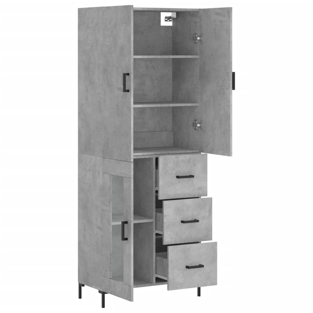 Highboard Concrete Grey 69,5x34x180 cm Engineered Wood