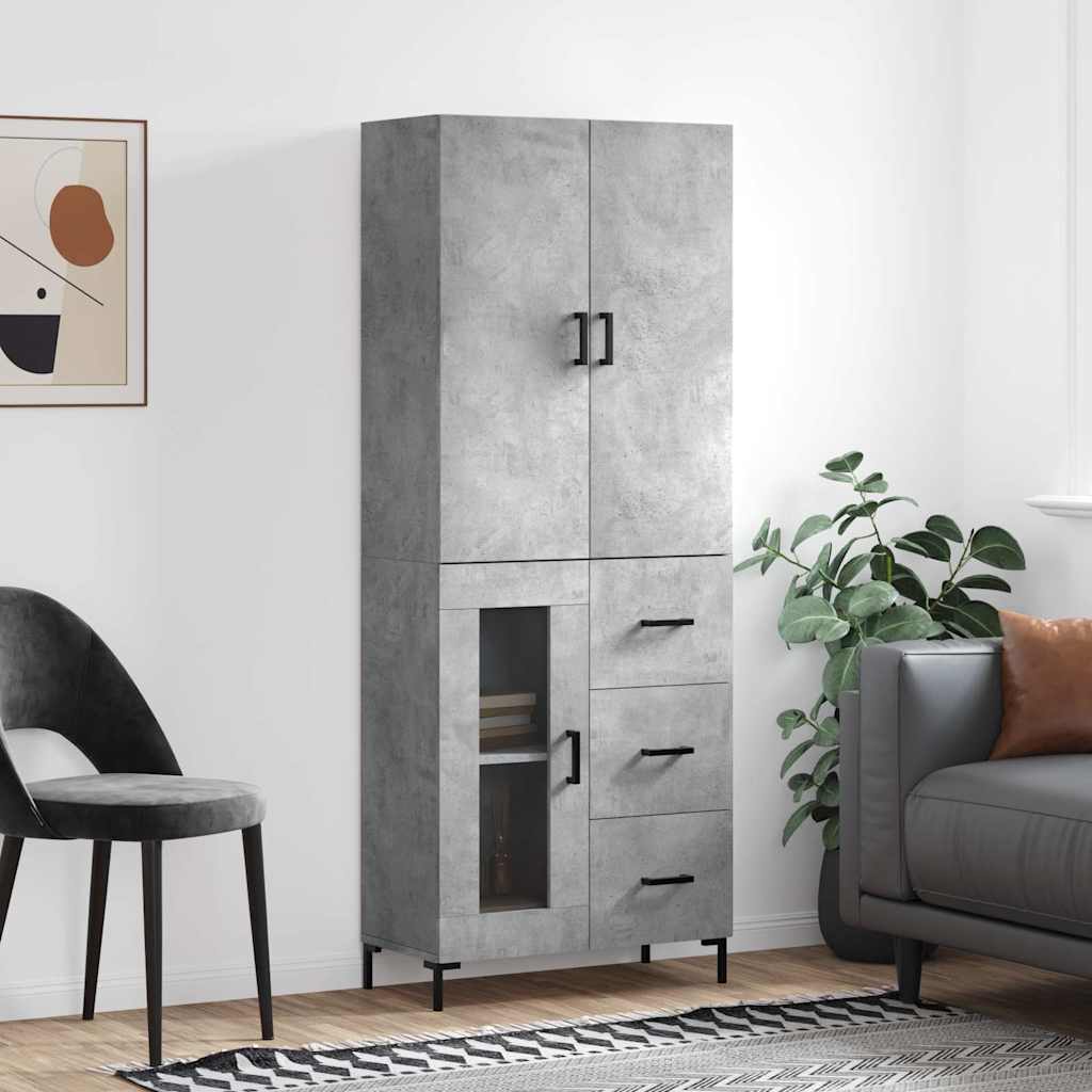 Highboard Concrete Grey 69,5x34x180 cm Engineered Wood