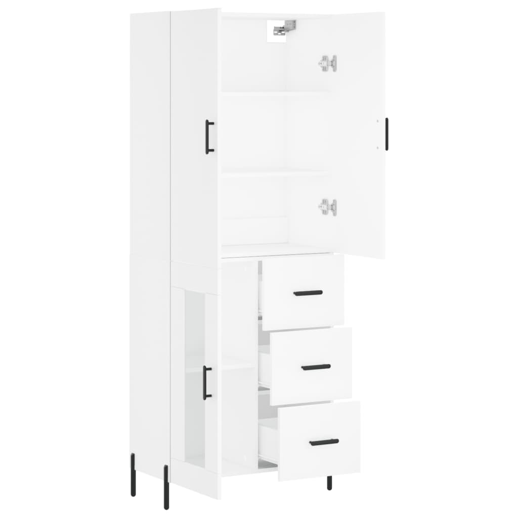 Highboard White 69,5x34x180 cm Engineered Wood